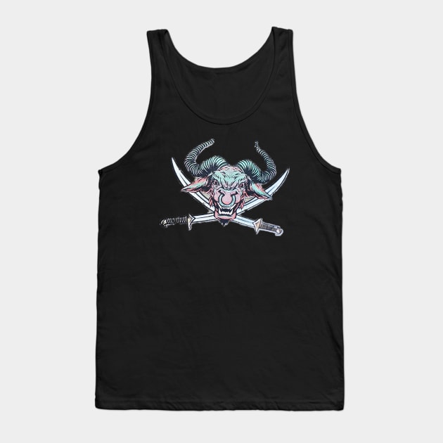 Buffalo with horns and crossed swords Tank Top by Lord CarlD